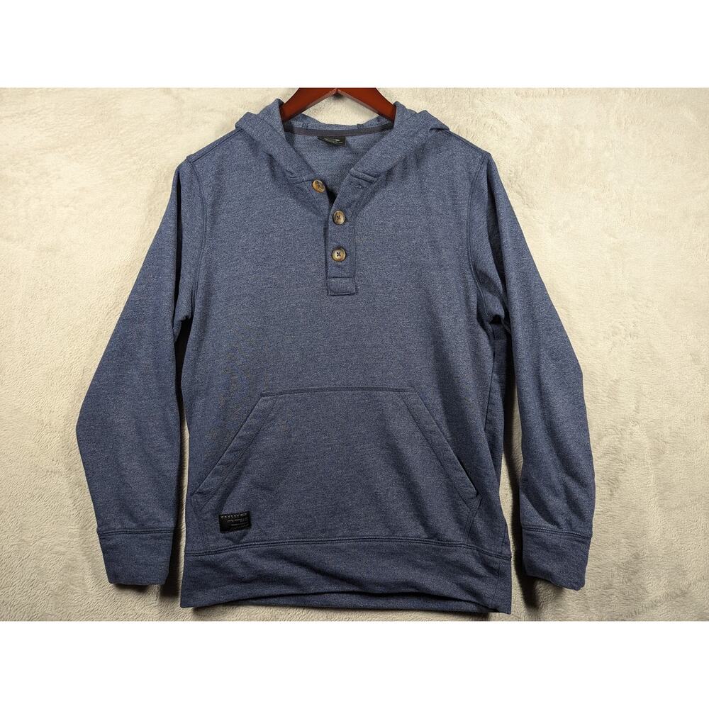 Vintage Oakley Hoodie Mens SMALL Blue 1/4 Button L/S Pullover Kangaroo Pocket